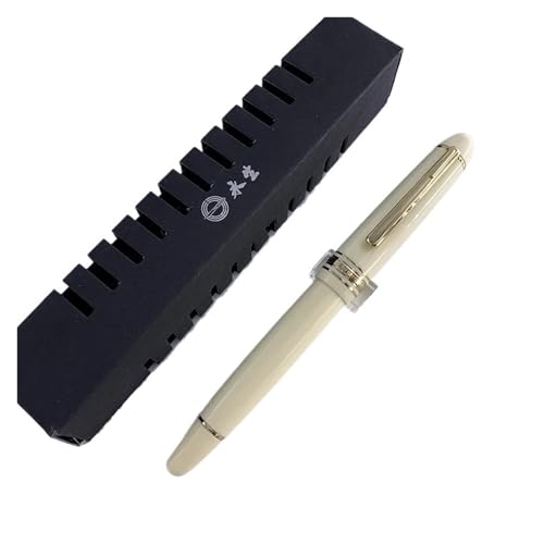 Stylo-plume à piston en résine acrylique blanc ivoire présenté dans son coffret cadeau chic