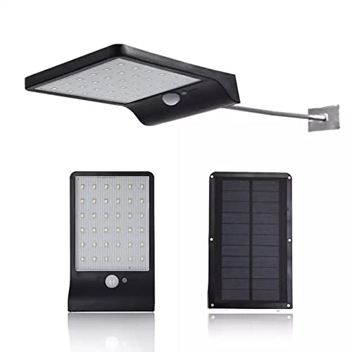 BEL AIR HOME - Aplique Solar HELIOS con 36 LEDs, 7W, 6500K, Sensor de Movimiento, Iluminación Ecológica Exterior IP67 - Negro, Metal