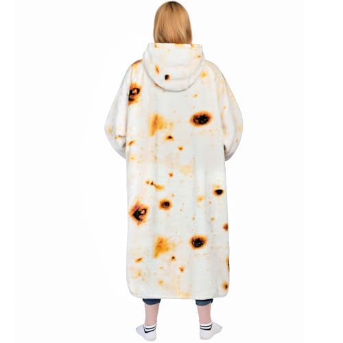 Image of Waitu Wearable Blanket Sweatshirt Gifts for Women and Men, Warm and Cozy Giant Blanket Hoodie, Thick Flannel Blanket with Sleeves and Giant Pocket - Burritos