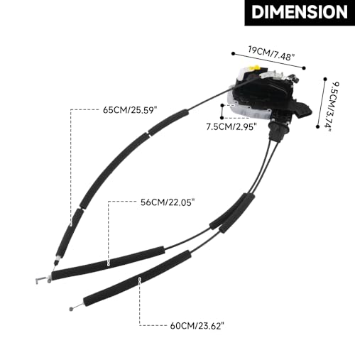 Image of Front Left Driver Side Door Lock Actuator Motor with Cable - Compatible for Nissan Quest 3.5L V6 - Gas 2011-2017 [LE, S, SL, SV, Platinum] - Replace Part 80501-1JA0A