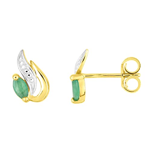 Boucles d'oreilles puces émeraude or 18 carats bijoux femme 8 mm