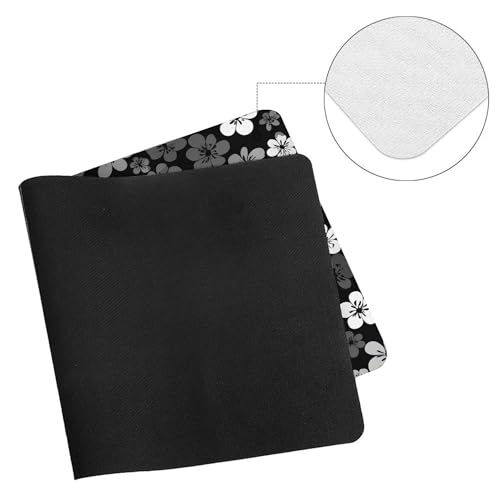 Image of Black White Flowers Extended Gaming Mouse Pad, with Stitched Edges Large Mouse Pad Desk Protector, Rubber Base Mousepad Keyboard Mouses Mat for Work Game Office Home- 32 inch X 16 inch Inch