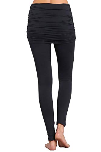 HEYHUN Womens Athleisure Ultra Soft Knit Foldover Ruched Skirted Yoga Leggings S-XL3