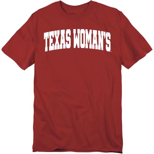 LOGOVISION Texas Woman's Unviversity School Name Arch Unisex Adult T Shirt, Garnet, X-Large