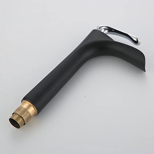 Single Handle Waterfall Bathroom Vessel Sink Faucet With Extra Large Rectangular Spout,One Hole Deck Mount Lavatory Commercial Mixer Tap,Black #TOP5