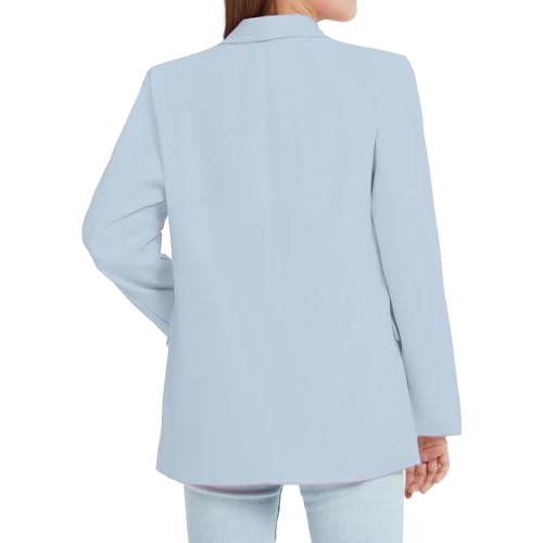 Girls' Solid Lapel Blazer Jacket Lightweight Long Sleeve Open Front Suit Coat School Playdate Formal Wear with Pocket2