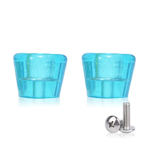 VNAKER PU Rubber Roller Skate Toe Stoppers 1 Pair with Screws (Blue