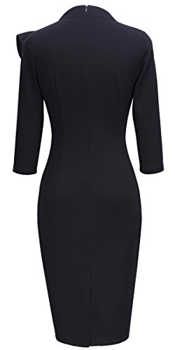 HOMEYEE Women's Vintage Bowknot 3/4 Sleeve Party Dress B2443