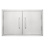 WAFIET Double BBQ Access Door, 33W x 22H Inch Outdoor Kitchen Doors 304 Stainless Steel Cabinets Double Grill Door for BBQ Island Grilling Station Outside Cabinet