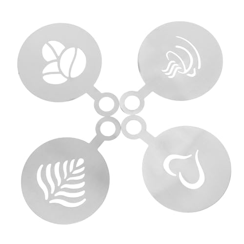 Cabilock 4Pcs Stainless Decorating Stencils for Cappuccino Hot Chocolate Cookie Art Versatile Easy to Clean Beginner Friendly Latte Art Templates for Home Cafes
