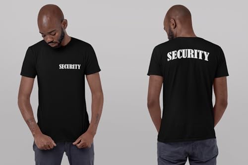 DIRTYRAGZ Men's Official Security Guard Print on Front & Back T-Shirt XL Black