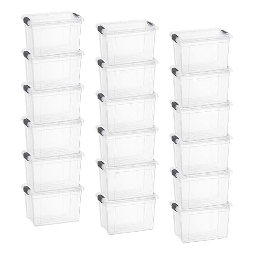 Image of Superio 8.7 Quart Clear Plastic Storage Boxes with Lids, Stackable Organizer Containers, BPA-Free Storage Bins for Home, Office, School & Dorm, 18 Pack