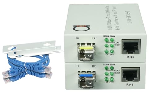 Image of Single Mode LC WDM Single Fiber Bi-Di Gigabit Media Converter - Built-in Fiber Module 20km (12.42 Miles) - to UTP Cat5e Cat6 10 /100 /1000 RJ-45 - Auto Sensing Gigabit or Fast Ethernet Speed -1 Pair