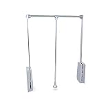 Appendiabiti per Armadi con larghezza Regolabile in Acciaio, Porta abiti con Asta Telescopica per regolare larghezza all'interno della cabina armadio, Peso MAX.12KG.(Cromato Brillo,450-600 mm)