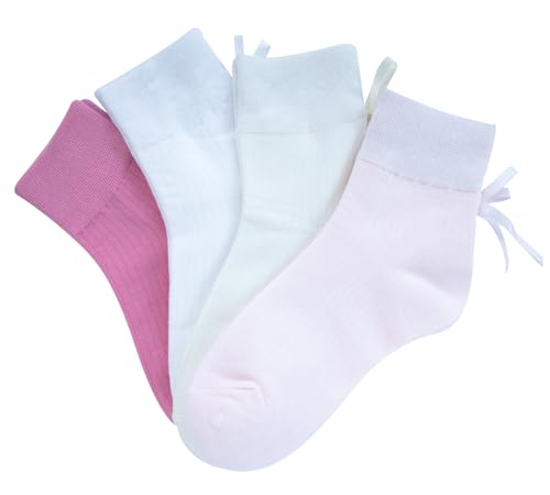 Image of Women's Bow Crew Socks - Cotton Sweet Lolita Dress Breathable Soft Girls' Socks - 3 Pairs