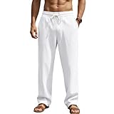 Pantalon Polyvalent：Ce pantalon de plage pour homme se marie facilement avec une chemise en lin, un t-shirt blanc, un gilet, des sandales, des baskets ou des tongs. Il permet de composer sans effort une tenue de vacances décontractée et élégante.