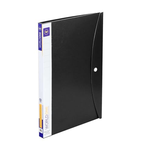 Image of Worldone Multi-Utility Document Folder | 20 Top-Loading Sleeves, Snap Button Closure, Durable 0.75mm Virgin PP Sheet | Ideal for Office, School & College Organization | A4, Black, Pack of 2