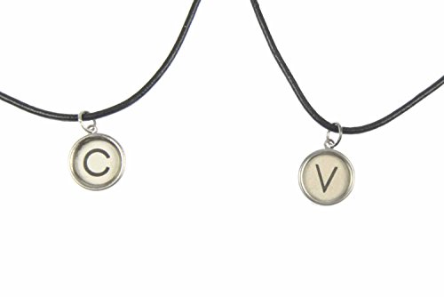 Miniblings Typewriter Keys Leather Cord 45cm Chosse a Letter Name Initial White, Letter:J