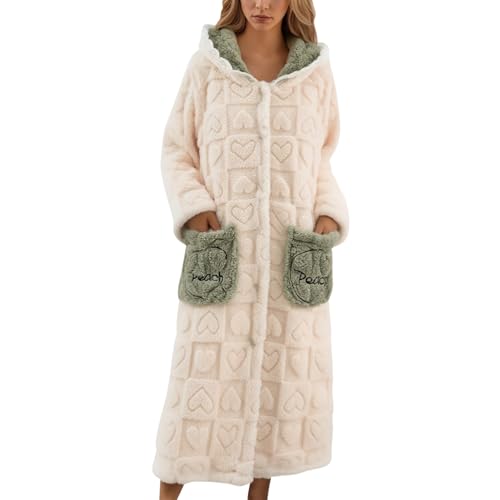 Bata Mujer Invierno Polar Bata de Casa Señora Larga Albornoz Mujer Invierno con Cinturón Bata Coralina de Mujer Otoño Invierno, Bata con Estampados Únicos, Ropa Suave y Cómoda