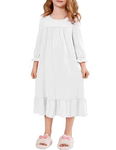 Arshiner Girls Nightgowns Long Sleeve Pajama Dress Cute Ruffle Sleepwear Soft Night Gowns