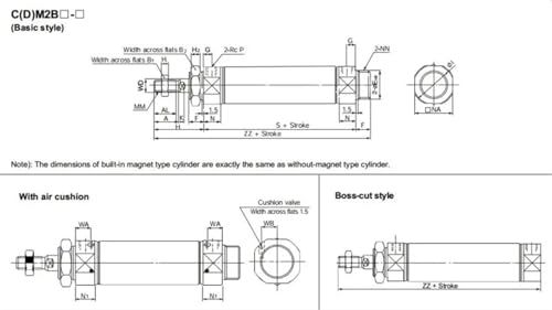 Cylindre pneumatique CDM2B20 double effet tige compacte - 4