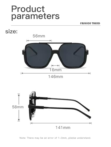 HYLLE Retro Oversized Aviator Sunglasses Women Men Semi-Rimless Square Sun Glasses 70s Trendy Fashion Cute Shades4