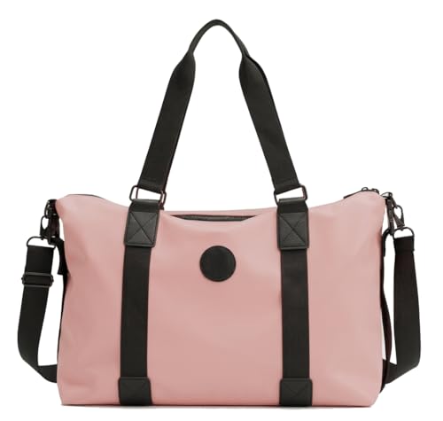 Image of WILDHORN Nylon Travel Duffle Bag for Women & Men | Stylish Weekender Handbag with Shoulder Strap | Lightweight Multipurpose Gym, Office & Overnight Bag (Pink)