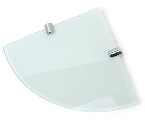 Ripiani ad angolo in vetro temperato, 6 mm, confezione da 2, 150 mm e 200 mm, colore: bianco
