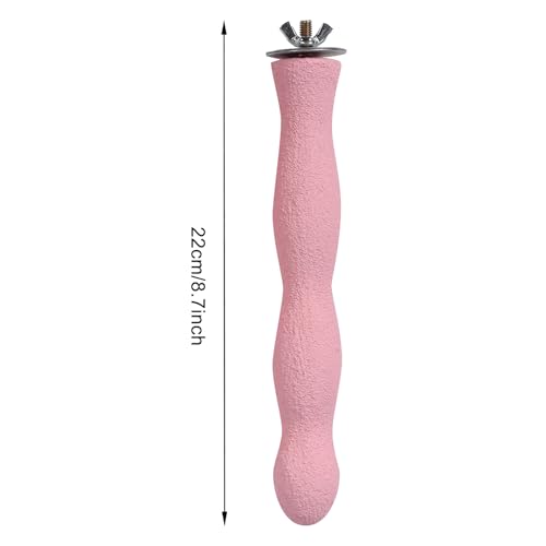 Image of Bird Perch Parrot Stand, Wooden Stick Paw Grinding Rough-surfaced Chew Toy for Birds Parrots Cockatiels Cockatoo Lorikeet Conure Parakee Cage Accessories, 8.7 inch,Pink