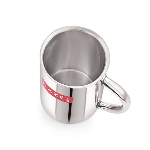 Image of HAZEL Stainless Steel Double Wall Jumbo Big Tea Coffee Milk Serving Mug with Handle, 420 ML