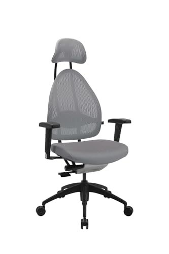 TOPSTAR Silla de Oficina Open Art 2010 con reposabrazos Ajustables en Altura y reposacabezas, Color Gris Oscuro