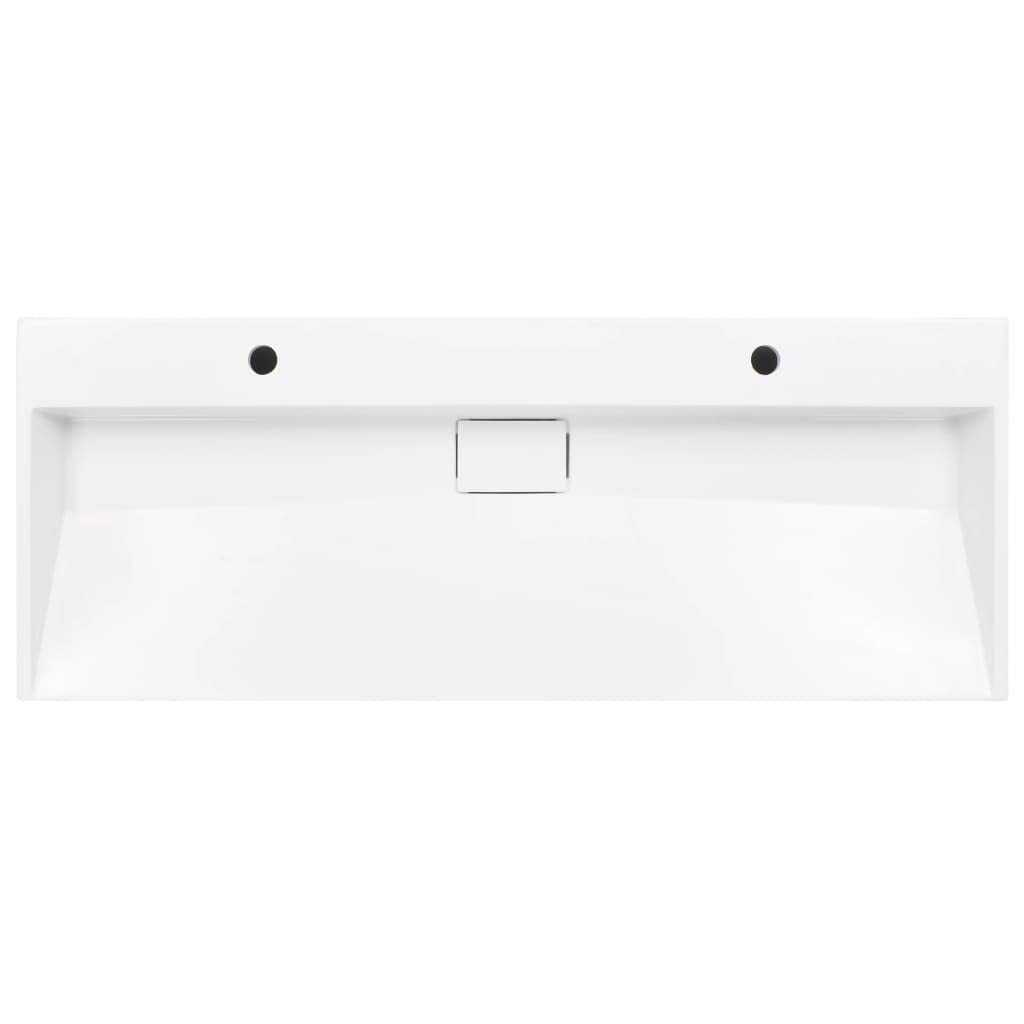 vidaXL Lavabo Lave-Mains Vasque à Poser Evier Vasque à Monter Salle de Bain Intérieur Salle d'Eau Cabine de Toilette Maison 120x46x11 cm Fonte Minérale