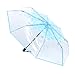 TOPINCN 8 Ribs Clear Umbrella, Full Automatic Transparent Flower Fashion Folding Travel Umbrella with Long Handle, Large Rain Protection for Student Daily Performance (Blue)