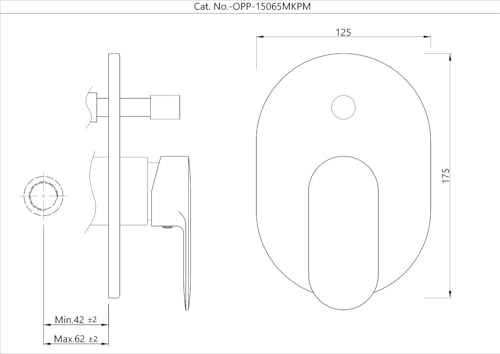 Image of Jaquar Single Lever in-Wall Diverter Kit | Concealed Body + Exposed Parts | 40mm Cartridge with Top Button | Chrome Finish | Brass | Wall Mounted Bathroom Fitting Combo