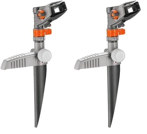 GARDENA Aspersor por pulsos, Circular y Sectorial Comfort (con pincho): aspersor para regar Superficies Grandes de 75 a 490 m², Ajuste Continuo del Alcance hasta 12,5 m (8141-20) (Paquete de 2)
