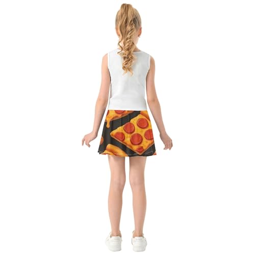 2 in 1 Athletic Shorts for Girls Skorts Tennis Skirts for Kids Butterfly Cartoon Slices Pizza Black 4t4