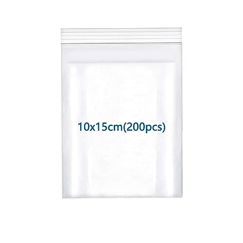 huruirui 10x15cm/200pcs Bolsas Autocierre Transparente Que se Pueden Volver a Sellar, Bolsas Zip Pequeñas,Bolsas de Plastico Adecuadas Para Empaquetar Bolsitas de Galletas de Nuez