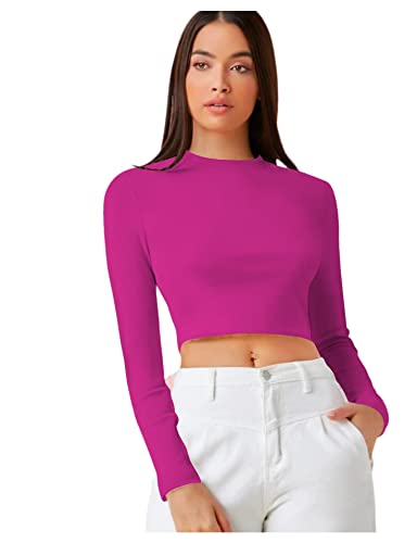 Image of Dream Beauty Fashion Women's Casual Round Neck Long Sleeves Stylish Crop Top - 17 inch Inches (Tee-Tally 02)