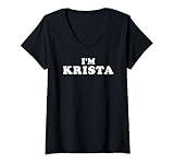 Photo Gallery donna sono krista, mi chiamo krista, sono krista, personalizzato maglietta con collo a v Photo Gallery donna sono krista, mi chiamo krista, sono krista, personalizzato maglietta con collo a v