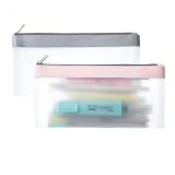 MIUTME Clear Pencil Case,8.50"x4.25",2 Pack,Medium Water-Resistant Pencil Bags with Smooth Zipper, Multipurpose Clear Pouch for Stationery, School, Offic
