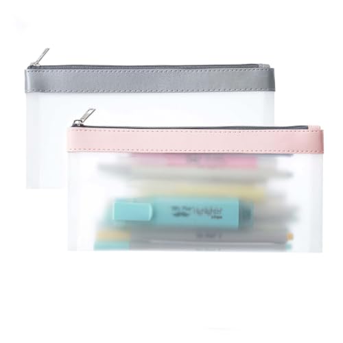 MIUTME Clear Pencil Case,8.50"x4.25",2 Pack,Medium Water-Res