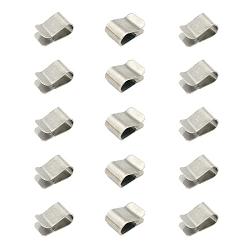 Clip en U, 15 unidades, 21,4 x 12 mm, acero inoxidable, color plateado Cover