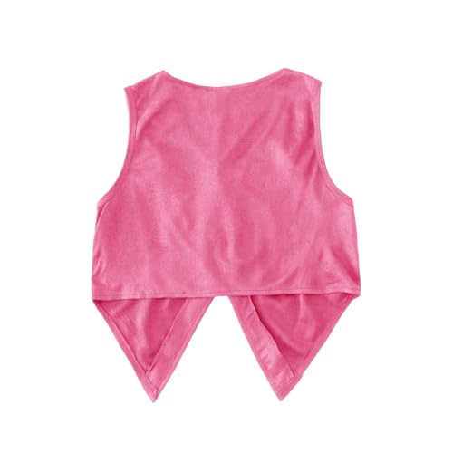 Girls Tassel Vest Hippie Sleeveless Faux Suede Rivets Kids Western Style Retro Performance Cowboy Cowgirl Outfit4