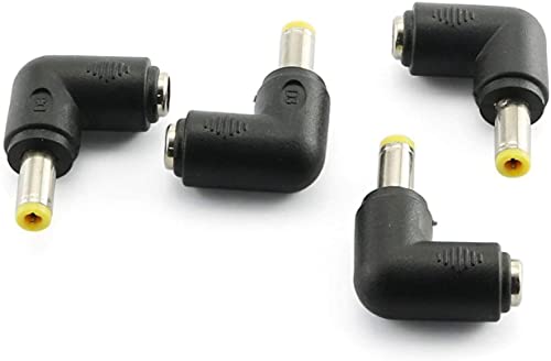 Adaptador 4 pzas Ángulo 90° DC 5.5x2.5 mm macho a 5.5x2.1 mm hembra miniatura 3