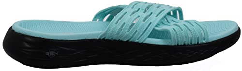 Skechers Women's On The Go 600-Sunrise Slide Sandal Black/Aqua 7