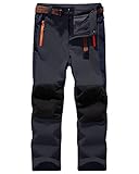 Jessie Kidden Kids Boys Girls Youth Waterproof Windproof Hiking Ski Snow Pants Elastic Waist Warm Insulated Fleece Lined Winter Pants (16010 Grey, 14-16 Years)