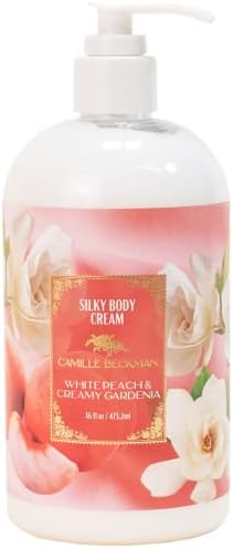 Camille Beckman Silken Body Cream, White Peach & Creamy Gardenia, 16 Ounce