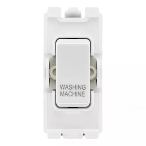 Image of BG RRWMW White 20A DP Appliance Grid Switch Labelled Washing Machine