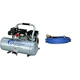 California Air Tools 2010A Ultra Quiet and Oil-Free 1.0 HP 2.0-Gallon Aluminum Tank Air Compressor,Silver & Hybrider Flex 1/4in 25ft Hybrid Air Hose with Quick Connect Air Fittings