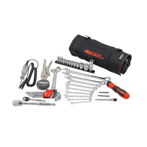 Image of SR1 Performance Boxo USA Motorcycle Tool Kit - 48-Piece Compact Tool Roll for Harley Davidson, Indian Motorcycles, and other V-Twin Brands